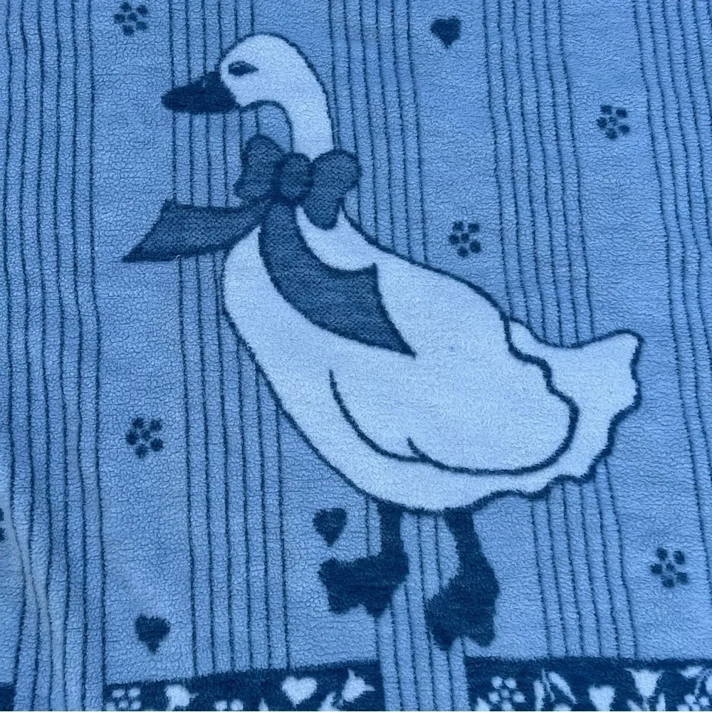 VTG IBENA Blue Country Goose Reversible Throw Blanket Soft Fluffy 54x74 FLAWS